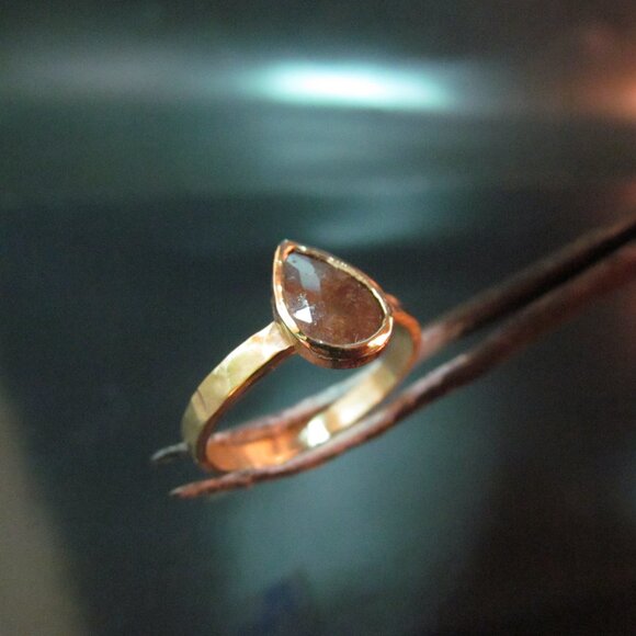 Engagement ring. 14k Yellow gold ring with 1.3ct Brown-gray color diamond. - Picture 15 of 17